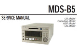 SONY MDS-B5 MD RECORDER SERVICE MANUAL INC BLK DIAGS PCBS SCHEM DIAGS AND PARTS LIST 101 PAGES ENG