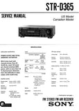 SONY STR-D365 FM STEREO FM AM RECEIVER SERVICE MANUAL INC BLK DIAG PCBS SCHEM DIAGS AND PARTS LIST 33 PAGES ENG