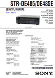 SONY STR-DE485 STR-DE485E FM STEREO FM AM RECEIVER SERVICE MANUAL INC BLK DIAGS PCBS SCHEM DIAGS AND PARTS LIST 68 PAGES ENG