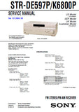 SONY STR-DE597P STR-K800P FM STEREO FM AM RECEIVER SERVICE MANUAL INC BLK DIAGS PCBS SCHEM DIAGS AND PARTS LIST 60 PAGES ENG