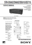 SONY STR-DE615 STR-DE715 STR-D560Z STR-D660Z FM STEREO FM AM RECEIVER SERVICE MANUAL INC PCBS SCHEM DIAGS AND PARTS LIST 40 PAGES ENG