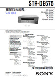 SONY STR-DE675 FM STEREO FM AM RECEIVER SERVICE MANUAL INC BLK DIAGS PCBS SCHEM DIAGS AND PARTS LIST 46 PAGES ENG