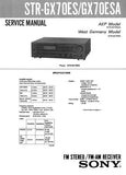 SONY STR-GX70ES STR-70ESA FM STEREO FM AM RECEIVER SERVICE MANUAL INC PCBS SCHEM DIAGS AND PARTS LIST 33 PAGES ENG