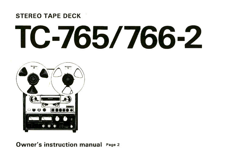 SONY TC-765 TC-766-2 STEREO TAPE DECK OWNER'S INSTRUCTION MANUAL 44 PAGES ENG DEUT FRANC