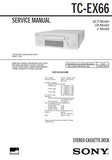 SONY TC-EX66 STEREO CASSETTE TAPE DECK SERVICE MANUAL INC PCBS SCHEM DIAG AND PARTS LIST 29 PAGES ENG