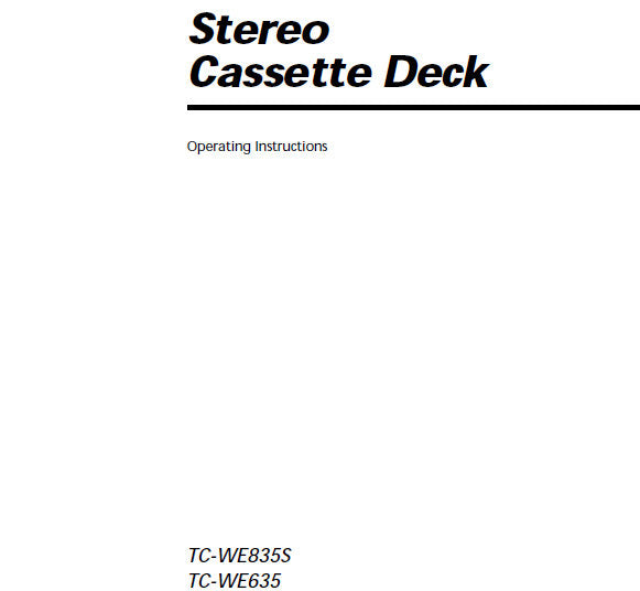 SONY TC-WE635 TC-WE835S STEREO CASSETTE DECK OPERATING INSTRUCTIONS 24 PAGES ENG