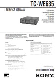 SONY TC-WE635 STEREO CASSETTE TAPE DECK SERVICE MANUAL INC PCBS SCHEM DIAGS AND PARTS LIST 41 PAGES ENG