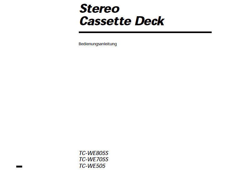 SONY TC-WE705S TC-WE805S TC-WE505 STEREO CASSETTE DECK BEDIENUNGSANLEITUNG 24 SEITE ENG