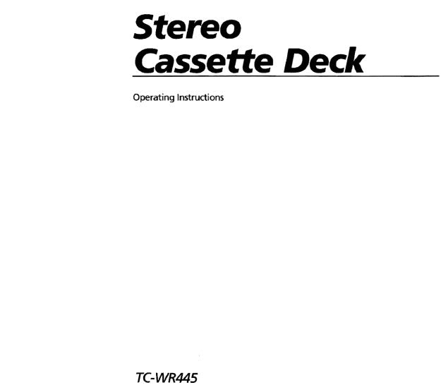 SONY TC-WR445 STEREO CASSETTE DECK OPERATING INSTRUCTIONS 16 PAGES ENG