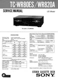 SONY TC-WR80ES TC-WR820A STEREO CASSETTE TAPE DECK SERVICE MANUAL INC PCBS SCHEM DIAGS AND PARTS LIST 28 PAGES ENG