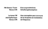 STUDER REVOX A76 STEREO FM TUNER EINE UNGEWOHNLICHE SCHALTUNGSKONZEPTION MIT SCHEMAS 12 PAGES DEUT FRANC