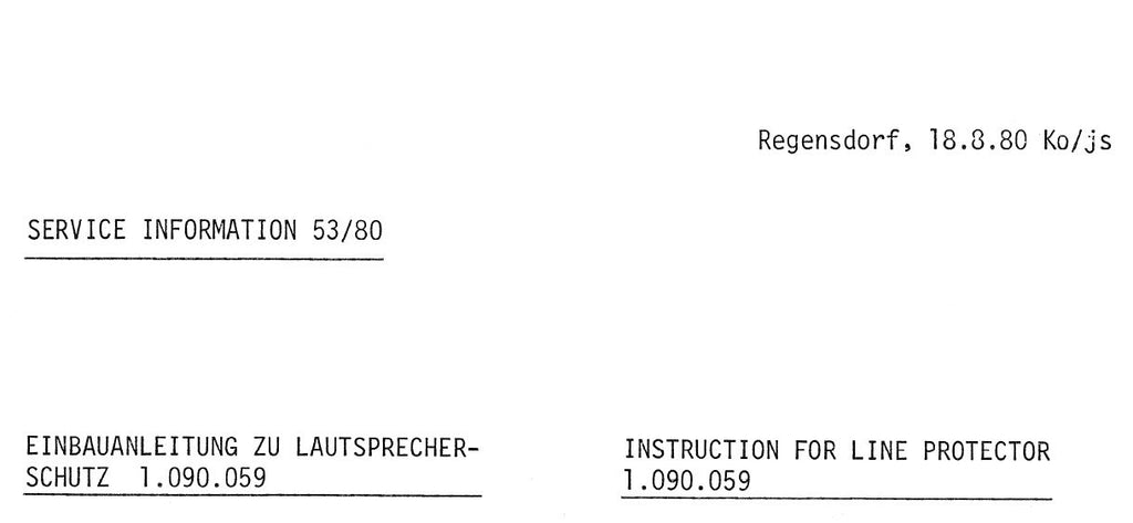 STUDER REVOX 089 AND 89 MIXING CONSOLE SPEAKER PROTECTION MODULE INSTALLATION GUIDE 1 PAGE ENG DEUTSCH