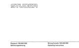 STUDER REVOX 189 QUADRO PROFESSIONAL MIXING CONSOLE OPERATING AND SERVICE INSTRUCTIONS INC BLK DIAGS SCHEM DIAGS PCB'S AND PARTS LIST 334 PAGES ENG DEUT