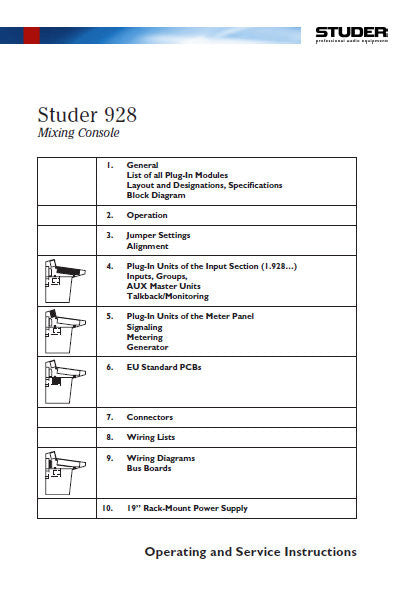 STUDER REVOX 928 MIXING CONSOLE OPERATING AND SERVICE INSTRUCTIONS INC BLK DIAGS SCHEMS PCBS AND PARTS LIST 413 PAGES ENG