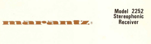 MARANTZ 2252 STEREOPHONIC RECEIVER HANDBOOK OF INSTRUCTIONS INC FUNC BLK DIAG 20 PAGES ENG