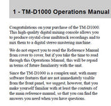 TASCAM TM-D1000 DIGITAL MIXING CONSOLE OPERATIONS MANUAL 37 PAGES ENG