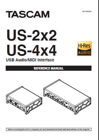 TASCAM US-2X2 US-4X4 USB AUDIO MIDI INTERFACE REFERENCE