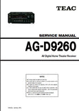 TEAC AG-D9260 AV DIGITAL HOME THEATER RECEIVER SERVICE MANUAL INC PCBS AND PARTS LIST 29 PAGES ENG