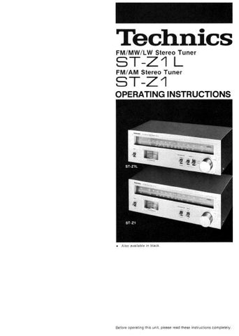 TECHNICS ST-Z1 FM AM STEREO TUNER ST-Z1L FM MW LW STEREO TUNER BEDIENUNGSANLEITUNG 11 SEITE DEUT