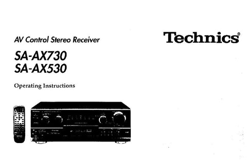 TECHNICS SA-AX530 SA-AX730 AV CONTROL STEREO RECEIVER OPERATING INSTRUCTIONS 38 PAGES ENG