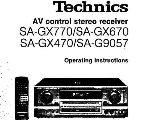 TECHNICS SA-G9057 SA-GX470 SA-GX670 SA-GX770 AV CONTROL STEREO RECEIVER OPERATING INSTRUCTIONS 28  PAGES ENG