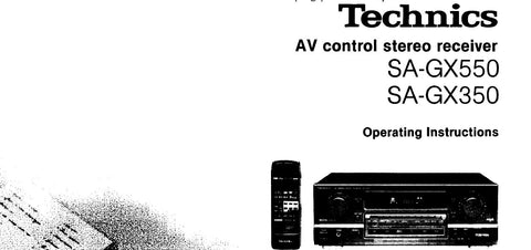 TECHNICS SA-GX350 SA-GX550 AV CONTROL STEREO RECEIVER OPERATING INSTRUCTIONS 28  PAGES ENG