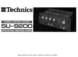 TECHNICS SU-9200 STEREO CONTROL CENTER OPERATING INSTRUCTIONS 16 PAGES ENG