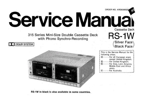 TECHNICS RS-1W STEREO DOUBLE CASSETTE TAPE DECK SERVICE MANUAL INC BLK DIAG SCHEM DIAG PCBS AND PARTS LIST 18 PAGES ENG