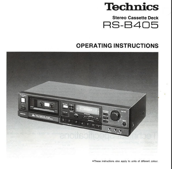 Technics RS-B405 ステレオカセットデッキ 本体 動作品 TECHNICS RS-B405 STEREO CASSETTE TAPE DECK OPERATING INSTRUCTIONS