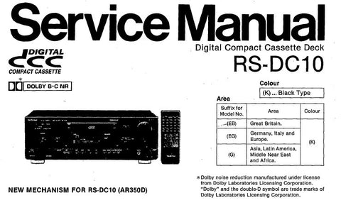 TECHNICS RS-DC10 STEREO DIGITAL COMPACT CASSETTE TAPE DECK SERVICE MANUAL INC CONN DIAGS TRSHOOT GUIDE BLK DIAG WIRING CONN DIAG SCHEM DIAG PCBS AND PARTS LIST 42 PAGES ENG