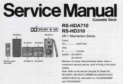 TECHNICS RS-HD310 RS-HDA-710 STEREO CASSETTE TAPE DECK SERVICE MANUAL INC BLK DIAG SCHEM DIAG PCBS AND PARTS LIST 32 PAGES ENG