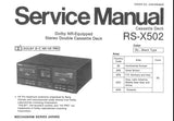 TECHNICS RS-X502 STEREO DOUBLE CASSETTE TAPE DECK SERVICE MANUAL  INC CONN DIAG WIRING CONN DIAG BLK DIAG SCHEM DIAG PCB'S AND PARTS LIST 34 PAGES ENG