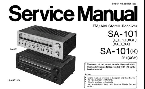 TECHNICS SA-101 SA-101 (K) FM AM STEREO RECEIVER SERVICE MANUAL INC BLK DIAG SCHEM DIAG PCB'S AND PARTS LIST 15 PAGES ENG