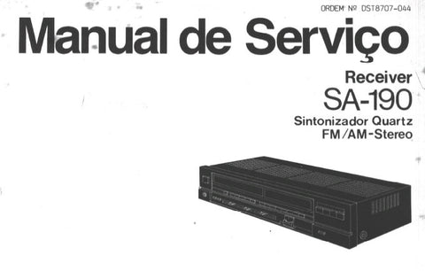 TECHNICS SA-190 FM AM SINTONIZADOR QUARTZ STEREO RECEIVER MANUAL DE SERVICO INC DIAGRAMA DE CONNEXOES DIAGRAMA ESQUEMATICO 10 PAGES ESP