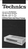 TECHNICS SA-210 QUARTZ SYNTHESIZER FM AM STEREO RECEIVER OPERATING INSTRUCTIONS INC CONN DIAGS AND TRSHOOT GUIDE 13 PAGES ENG