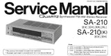 TECHNICS SA-210 SA-210 (K) QUARTZ SYNTHESIZER FM AM STEREO RECEIVER SERVICE MANUAL INC BLK DIAG SCHEM DIAG PCB'S AND PARTS LIST 18 PAGES ENG