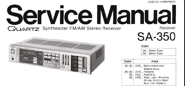 TECHNICS SA-CH350 CD STEREO SYSTEM SERVICE MANUAL INC CONN DIAGS TRSHOOT GUIDE BLK DIAGS SCHEM DIAGS PCB'S WIRING CONN DIAG AND PARTS LIST 60 PAGES ENG
