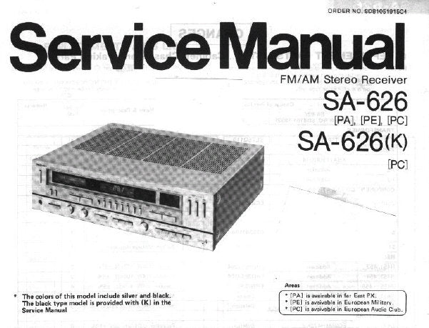 TECHNICS SA-626 FM AM STEREO RECEIVER SERVICE MANUAL INC SCHEM DIAGS 20 PAGES ENG