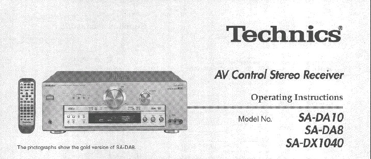 TECHNICS SA-DA8 SA-DA10 SA-DX1040 OPERATING INSTRUCTIONS INC CONN DIAGS AND TRSHOOT GUIDE 96 PAGES ENG FRANC