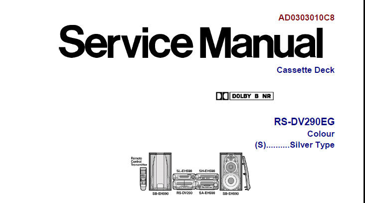 TECHNICS SA-EH590 STEREO TUNER AMPLIFIER STEREO CASSETTE TAPE DECK SOUND PROCESSOR DVD VIDEO CD CD CHANGER SERVICE MANUAL INC BLK DIAGS SCHEM DIAGS PCB'S AND PARTS LIST 268 PAGES ENG