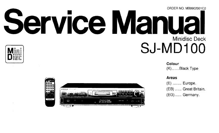 TECHNICS SJ-MD100 MINIDISC DECK SERVICE MANUAL INC CONN DIAG SCHEM DIAGS PCB'S WIRING CONN DIAG AND PARTS LIST 60 PAGES ENG