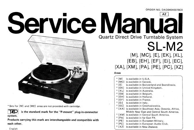 TECHNICS SL-M2 QUARTZ DIRECT DRIVE TURNTABLE SYSTEM SERVICE MANUAL INC TRSHOOT GUIDE PCB'S WIRING CONN DIAG SCHEM DIAG BLK DIAG AND PARTS LIST 26 PAGES ENG