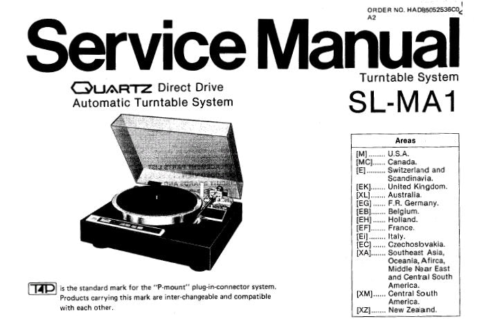 TECHNICS SL-MA1 QUARTZ DIRECT DRIVE AUTOMATIC TURNTABLE SYSTEM SERVICE MANUAL INC BLK DIAG PCB'S WIRING CONN DIAG SCHEM DIAG AND PARTS LIST 32 PAGES ENG DEUT FRANC ESP
