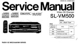 TECHNICS SL-VM500 VIDEO CD CHANGER SERVICE MANUAL INC CONN DIAG TRSHOOT GUIDES BLK DIAG SCHEM DIAGS WIRING CONN DIAG PCBS AND PARTS LIST 86 PAGES ENG