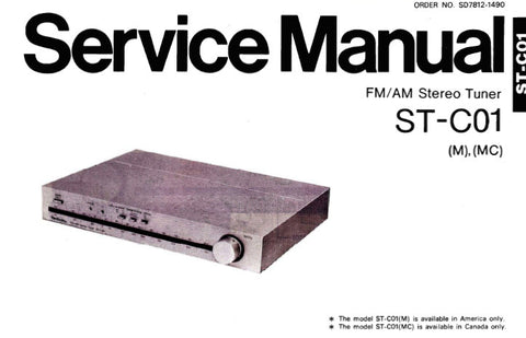 TECHNICS ST-C01 (M) (MC) FM AM STEREO TUNER SERVICE MANUAL INC BLK DIAG PCBS SCHEM DIAG AND PARTS LIST 20 PAGES ENG