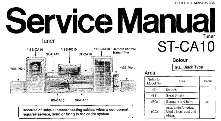 TECHNICS ST-CA10 TUNER SERVICE MANUAL INC SCHEM DIAGS PCBS WIRING CONN DIAG BLK DIAG AND PARTS LIST 46 PAGES ENG