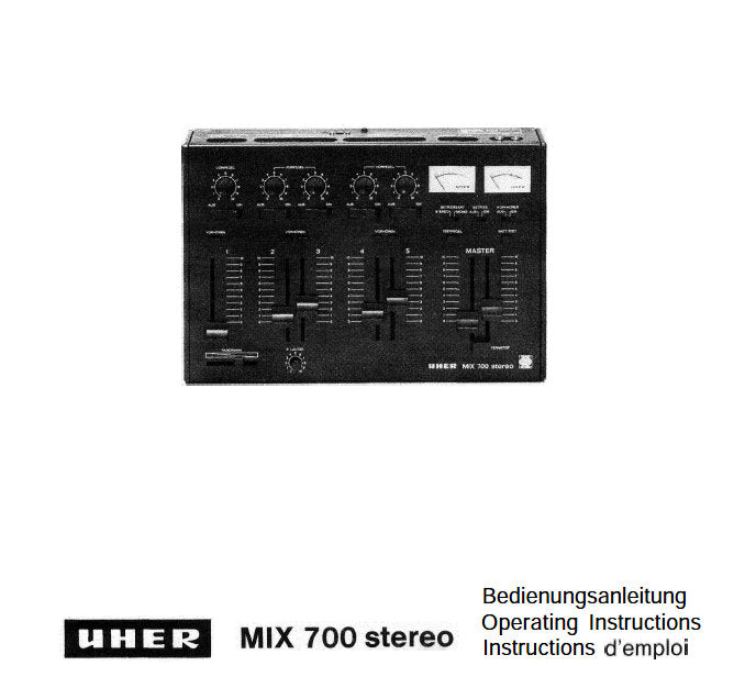 UHER MIX 700 STEREO MIXER BEDIENUNGSANLEITUNG 14 SEITE DEUT