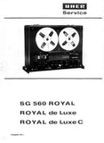 UHER SG560 ROYAL ROYAL DE LUXE ROYAL DE LUXE C REEL TO REEL TAPE RECORDER SERVICE MANUAL INC SCHEM DIAG 26 PAGES ENG DEUT FRANC