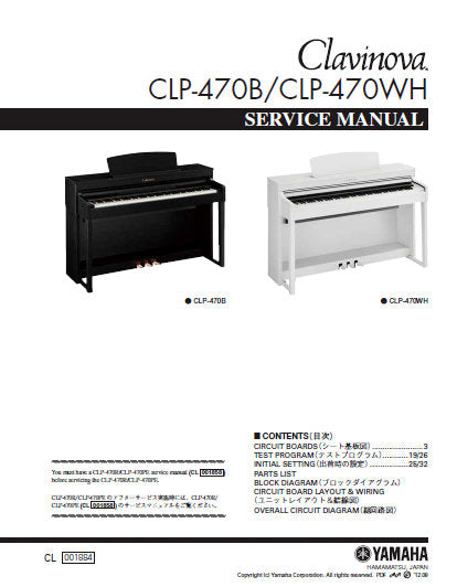 YAMAHA CLP-470B CLP-470WH CLAVINOVA KEYBOARD SERVICE MANUAL INC BLK DI –  THE MANUALS SERVICE