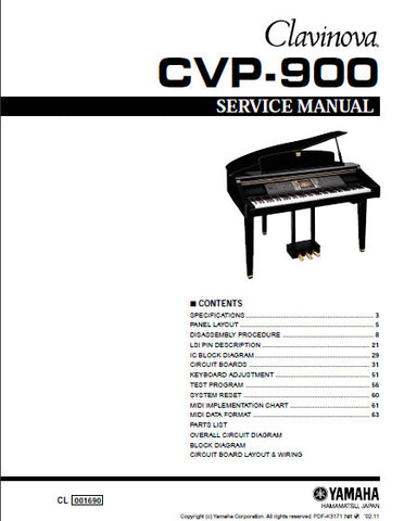 YAMAHA CVP-900 CLAVINOVA SERVICE MANUAL INC BLK DIAG PCBS SCHEM DIAGS AND PARTS LIST 138 PAGES ENG